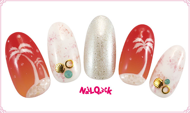 ブルーはあえて使わず ピンクと白でかわいい夏ネイル ネイルサロンならネイルクイック Nail Quick